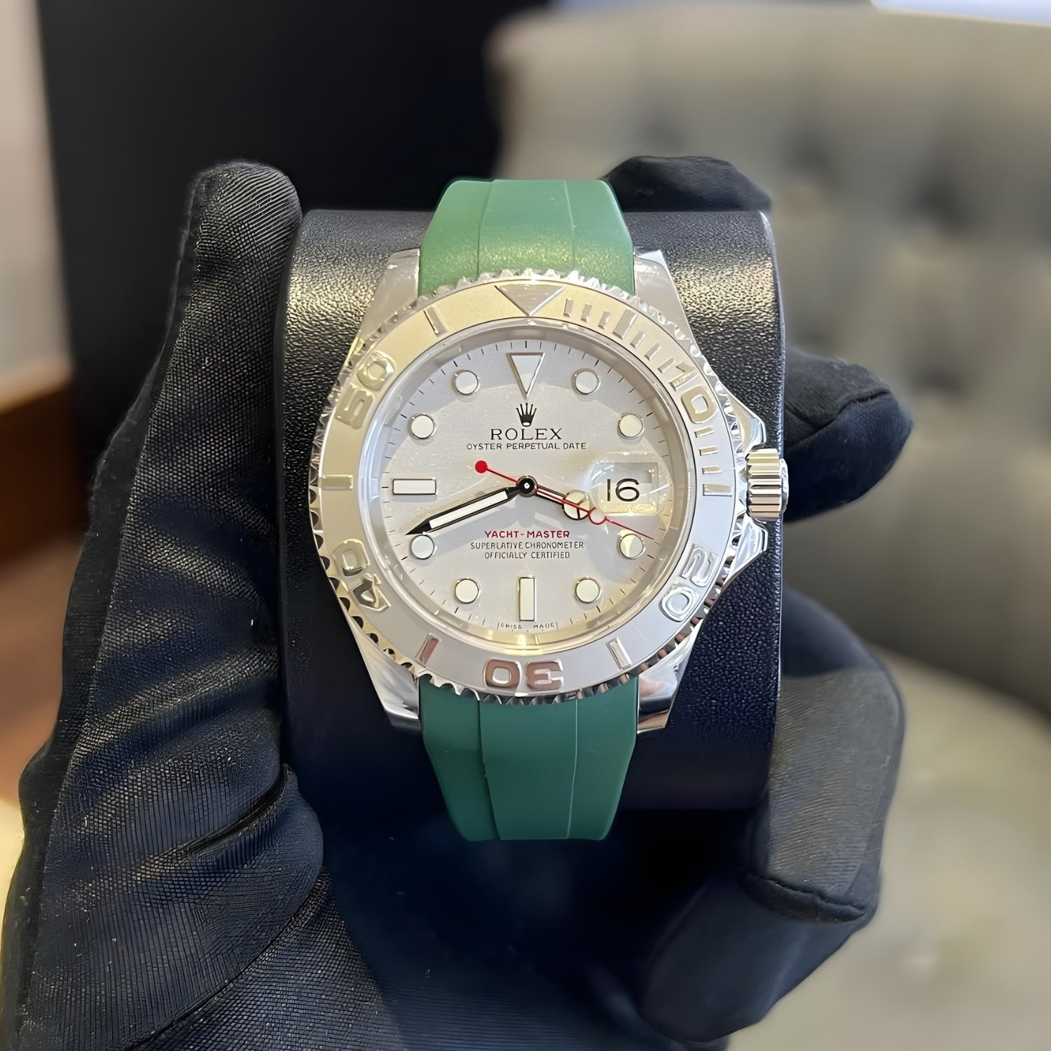 Rubber Strap - For Rolex Yacht - Master 40mm/42mm - Green - Helvetus