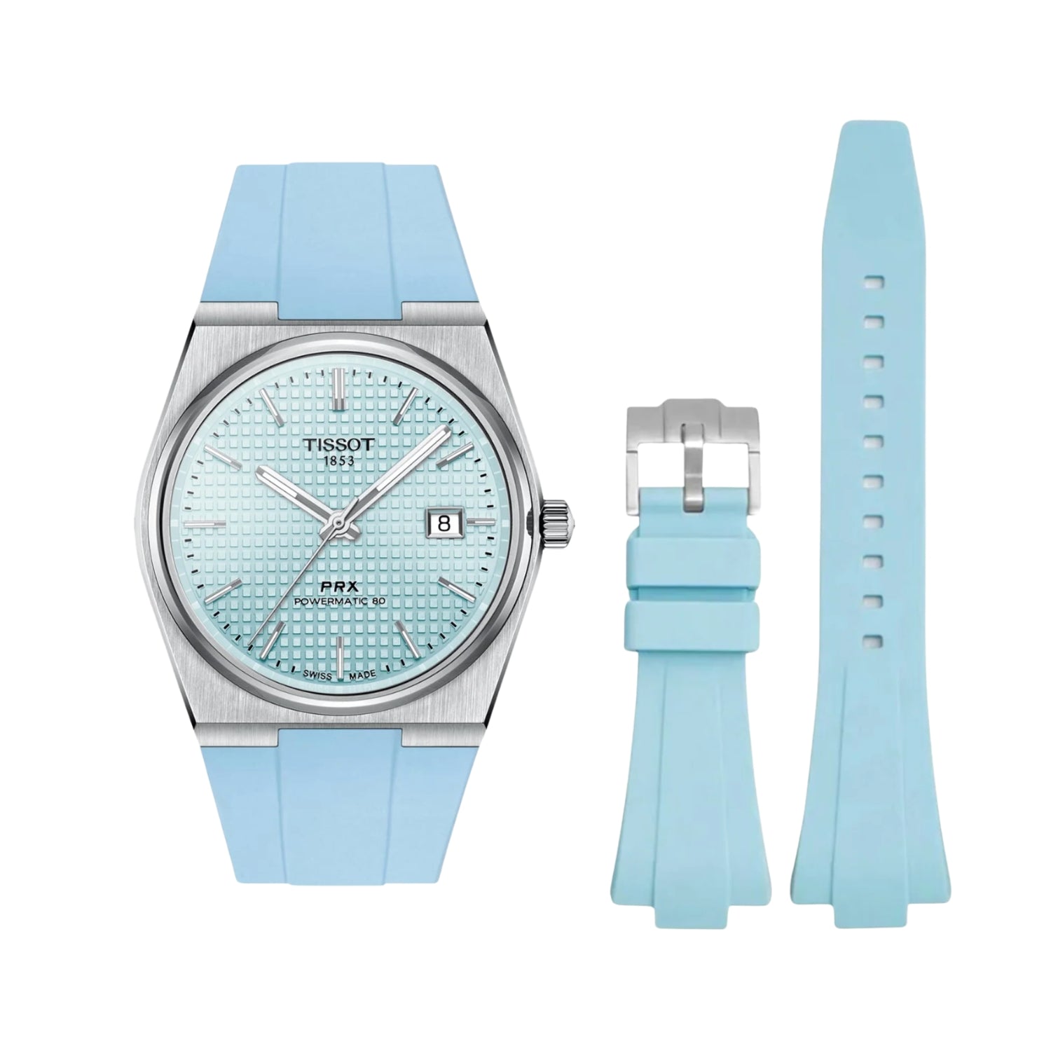 Rubber Strap - For Tissot PRX - Light Blue - Helvetus