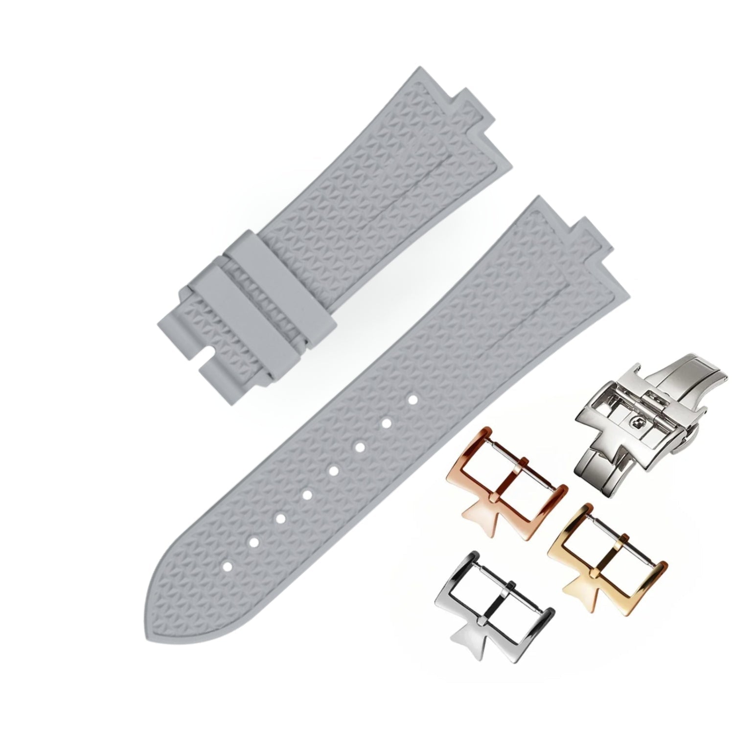 Textured Rubber Strap – For Vacheron Constantin Overseas 25mm – Grey - Helvetus
