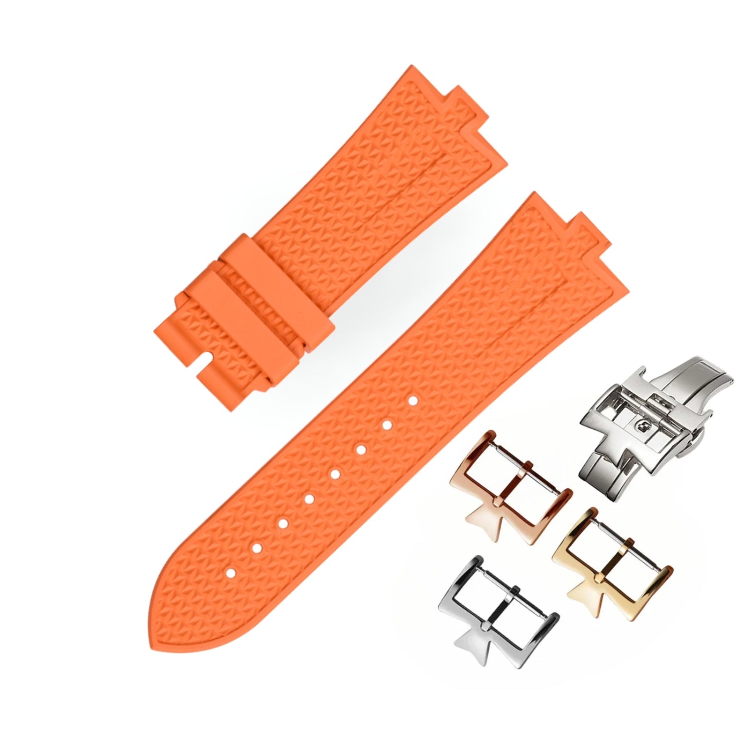Textured Rubber Strap – For Vacheron Constantin Overseas 25mm – Orange - Helvetus
